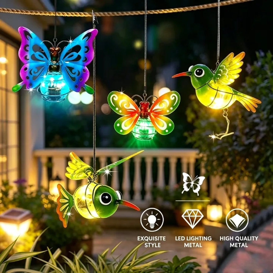 Smart Garden Lamp - LED Solar-Powered Garden Hanging Light, Metal