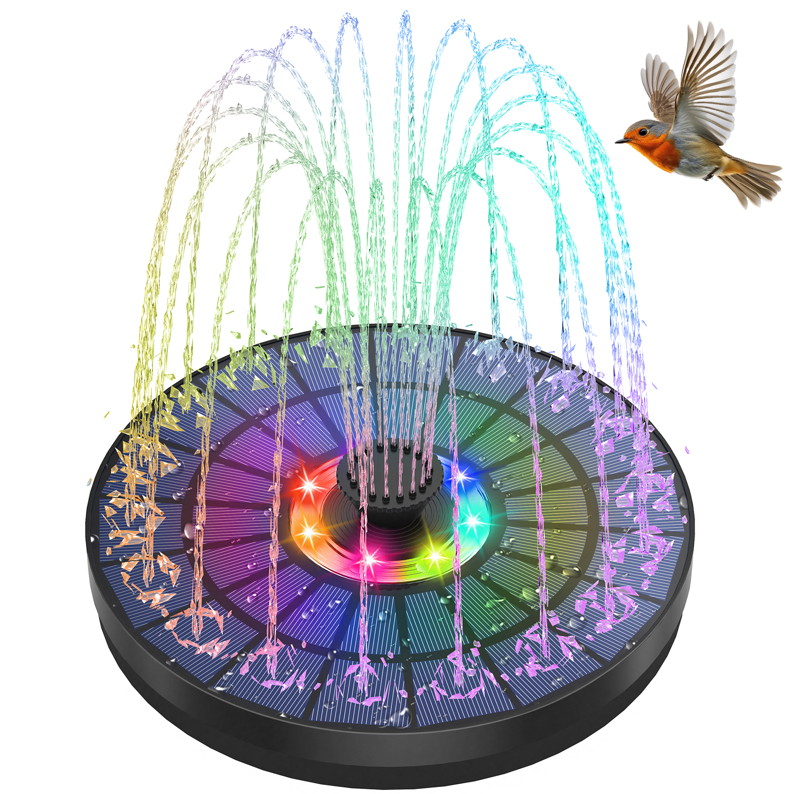 Smart Garden Lamp - 5.5W Solar Water Fountain 1500mAh Battery