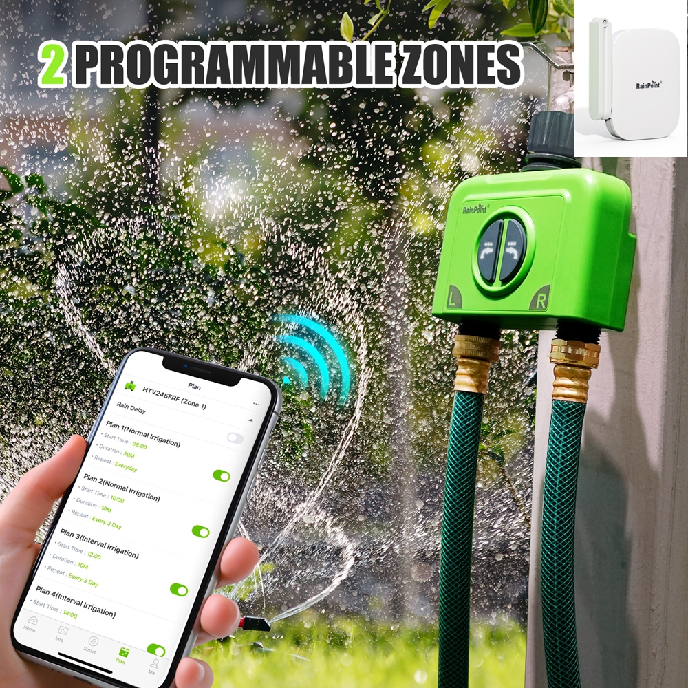 Smart Garden Irrigation System - RainPoint 2-ZONE Water Timer WiFi Sprinkler