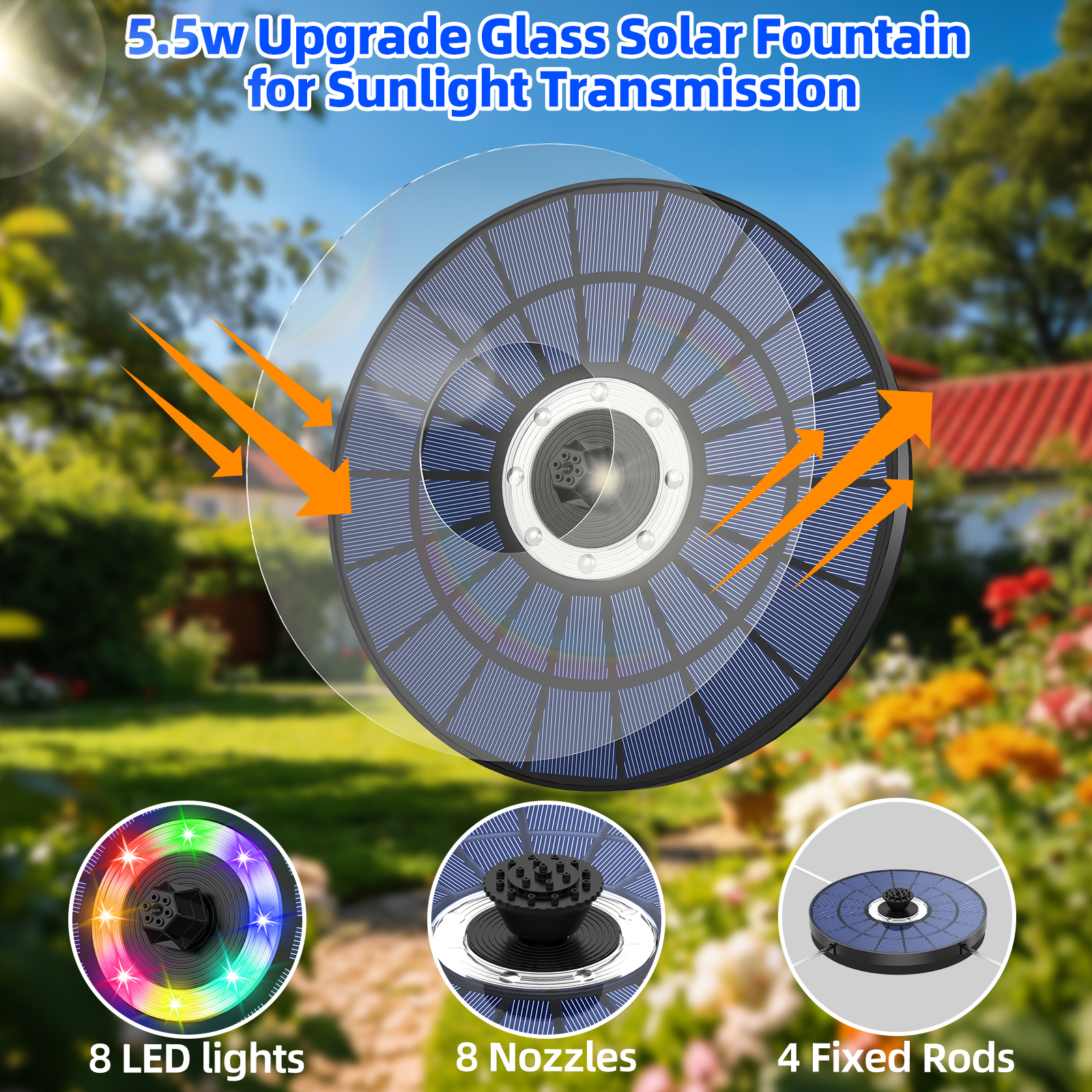 5.5W Solar Water Fountain 1500 - Smart Garden Lamp avaliação e preço