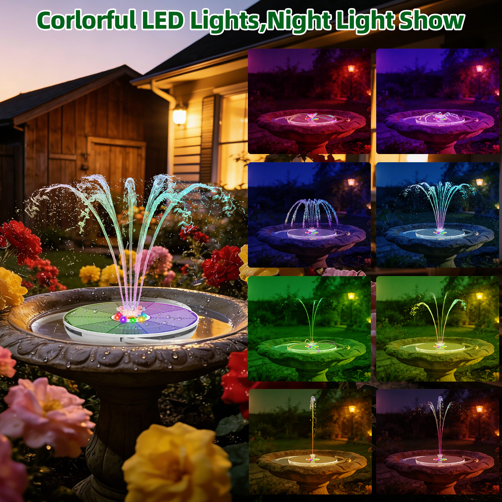 6.5W Solar Fountain Built in 3 - Smart Garden Lamp avaliação e preço
