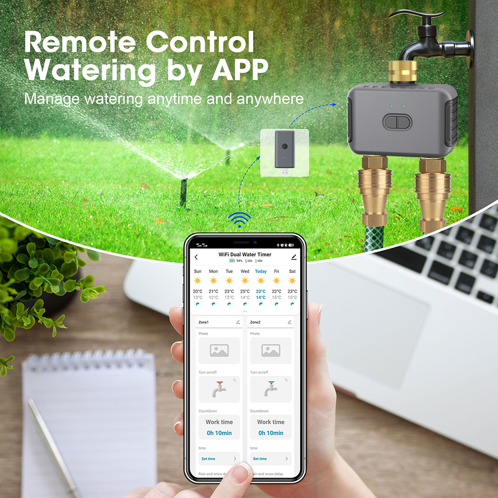 Tuya 2 Zone Watering Timer Gar - Smart Garden Irrigation System avaliação e preço