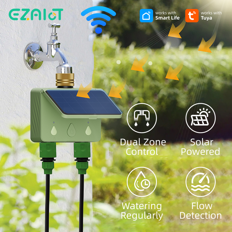 WiFi Water Timer 2 Zone Solar  - Smart Garden Irrigation System avaliação e preço